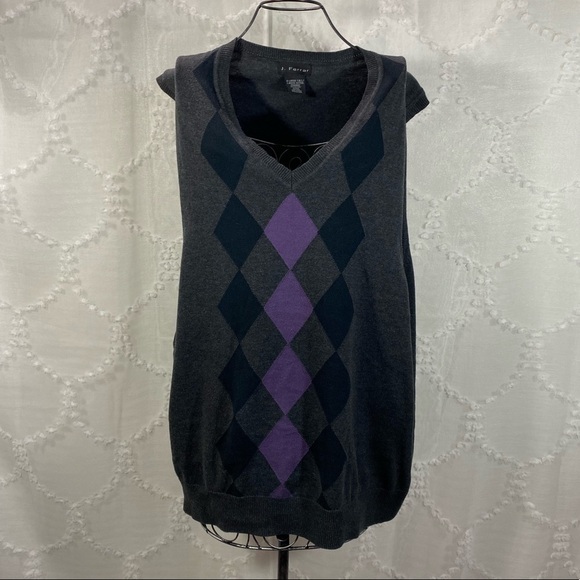 J Ferrar Knit Grey & purple vest size XL - Picture 1 of 8